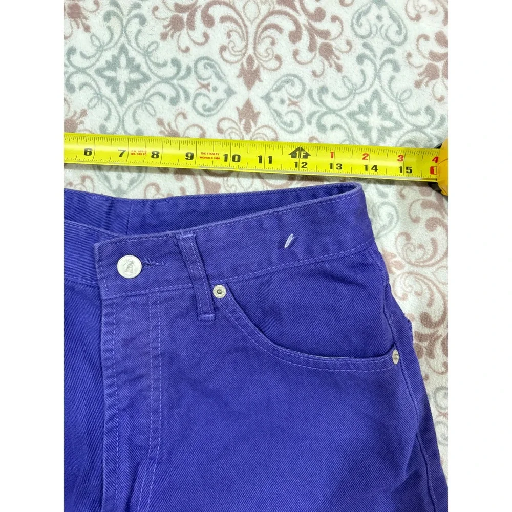 Bongo Vintage 90s High Waisted Purple Denim Shorts Gene Montesano Made in USA 7